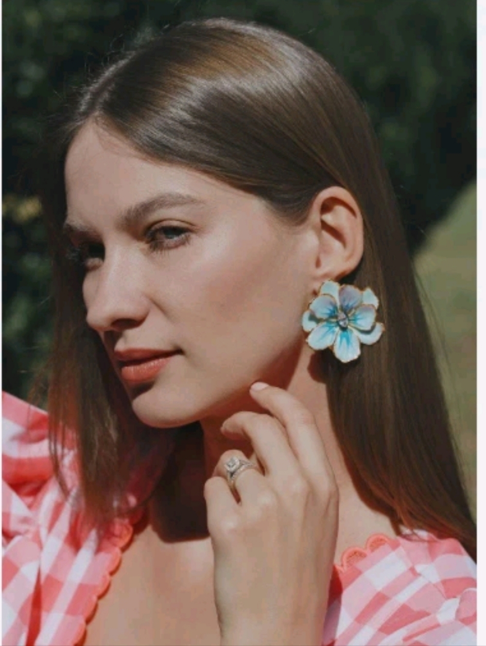 Anthropologie Hand-Painted Flower Stud Earrings Retail $80